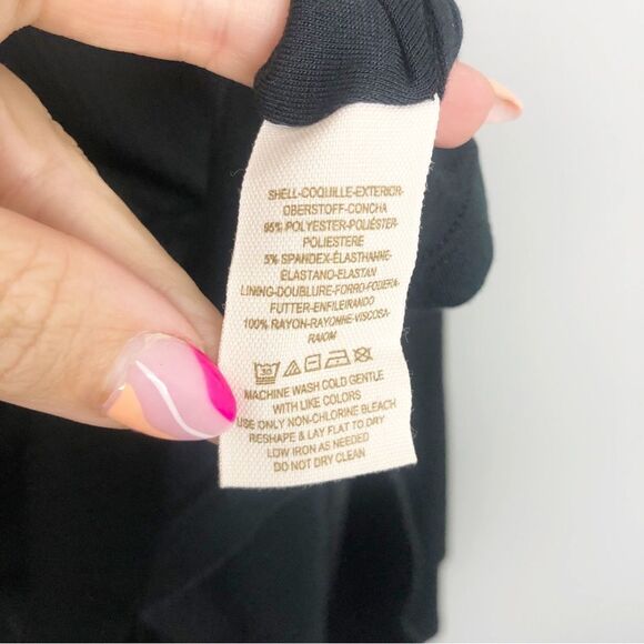 FREE PEOPLE | Ivory Crochet Collar Waffle Texture Black Dress Women’s Size S/M - Picture 9 of 9